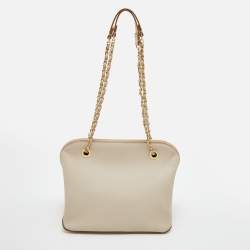 Pre Owned DKNY Cream Saffiano Leather Chain Satchel