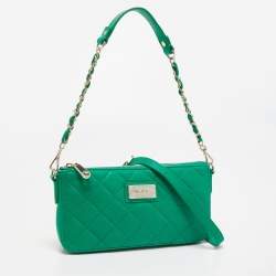 Pre Owned Dkny Green Quilted Leather Zip Convertible Crossbody Bag