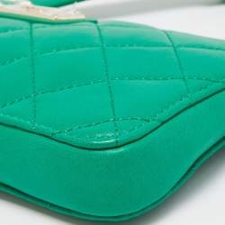 Pre Owned Dkny Green Quilted Leather Zip Convertible Crossbody Bag