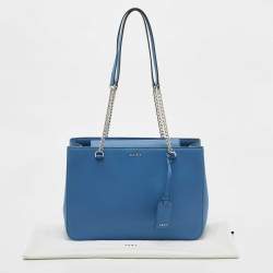 Pre Owned DKNY Blue Leather Bryant Park Chain Tote