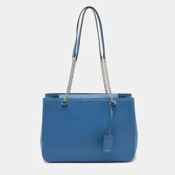 Pre Owned DKNY Blue Leather Bryant Park Chain Tote