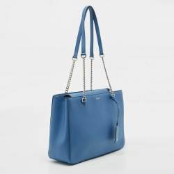 Pre Owned DKNY Blue Leather Bryant Park Chain Tote
