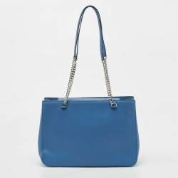 Pre Owned DKNY Blue Leather Bryant Park Chain Tote