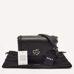Pre Owned DKNY Black Leather Small Catherine Flap Shoulder Bag