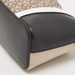 Pre Owned DKNY Beige and Black Signature Canvas and Leather Hobo