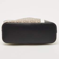 Pre Owned DKNY Beige and Black Signature Canvas and Leather Hobo