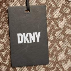 Pre Owned DKNY Beige and Black Signature Canvas and Leather Hobo