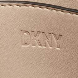 Pre Owned DKNY Beige and Black Signature Canvas and Leather Hobo