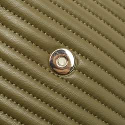 Pre Owned DKNY Olive Green Pinstripe Quilted Leather Large Gansevoort Top Handle Bag