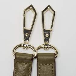 Pre Owned DKNY Olive Green Pinstripe Quilted Leather Large Gansevoort Top Handle Bag