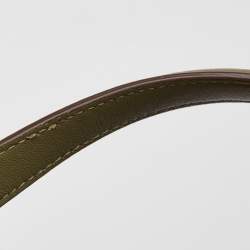 Pre Owned DKNY Olive Green Pinstripe Quilted Leather Large Gansevoort Top Handle Bag