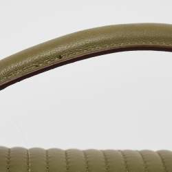 Pre Owned DKNY Olive Green Pinstripe Quilted Leather Large Gansevoort Top Handle Bag