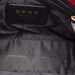 Pre Owned DKNY Red Croc Embossed Leather Cooper Top Handle Bag