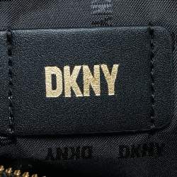 Pre Owned DKNY Black Signature Canvas and Leather Ewen Studded Satchel
