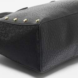 Pre Owned DKNY Black Signature Canvas and Leather Ewen Studded Satchel