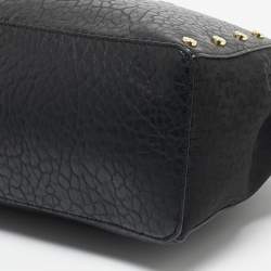Pre Owned DKNY Black Signature Canvas and Leather Ewen Studded Satchel