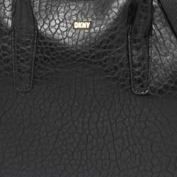 Pre Owned DKNY Black Signature Canvas and Leather Ewen Studded Satchel