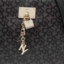 Pre Owned Dkny Black Signature Coated Canvas Padlock Tote
