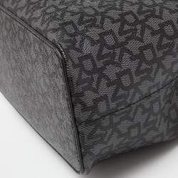 Pre Owned Dkny Black Signature Coated Canvas Padlock Tote