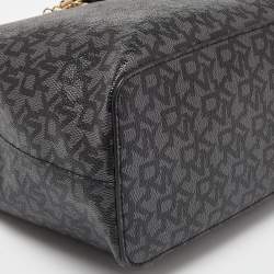 Pre Owned Dkny Black Signature Coated Canvas Padlock Tote