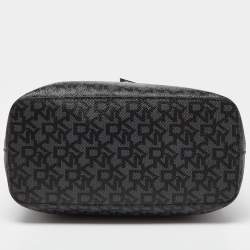 Pre Owned Dkny Black Signature Coated Canvas Padlock Tote