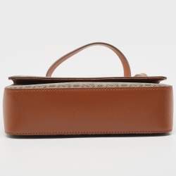 Pre Owned DKNY Two Tone Brown Signature Coated Canvas Bryant Park Flap Crossbody Bag