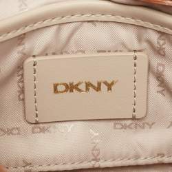 Pre Owned DKNY Two Tone Brown Signature Coated Canvas Bryant Park Flap Crossbody Bag