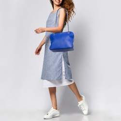 Pre Owned Dkny Blue Saffiano Leather Dome Shoulder Bag