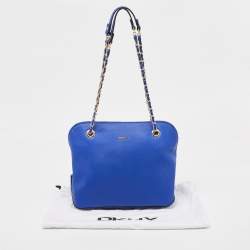 Pre Owned Dkny Blue Saffiano Leather Dome Shoulder Bag