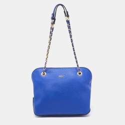 Pre Owned Dkny Blue Saffiano Leather Dome Shoulder Bag