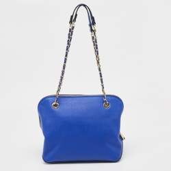 Pre Owned Dkny Blue Saffiano Leather Dome Shoulder Bag