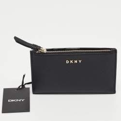 DKNY Black Leather Bryant Park Compact Wallet