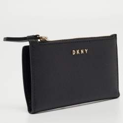 DKNY Black Leather Bryant Park Compact Wallet