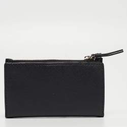 DKNY Black Leather Bryant Park Compact Wallet