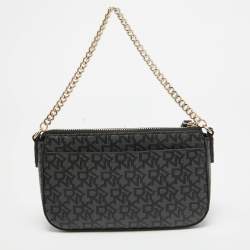 Pre Owned Dkny Black Signature Coated Canvas and Leather Bryant Park Crossbody Bag