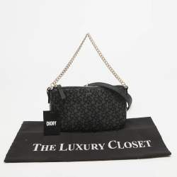 Pre Owned Dkny Black Signature Coated Canvas and Leather Bryant Park Crossbody Bag