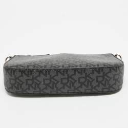 Pre Owned Dkny Black Signature Coated Canvas and Leather Bryant Park Crossbody Bag