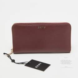DKNY Burgundy Leather Bryant Zip Continental Wallet