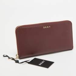 DKNY Burgundy Leather Bryant Zip Continental Wallet