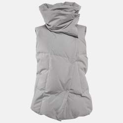 Pure DKNY Grey Cotton Blend Quilted Down Vest M