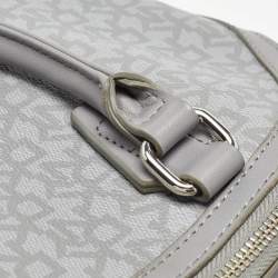 DKNY Grey Signature Coated Canvas and Leather Dome Satchel