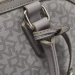 DKNY Grey Signature Coated Canvas and Leather Dome Satchel