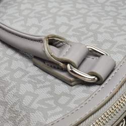 DKNY Grey Signature Coated Canvas and Leather Dome Satchel