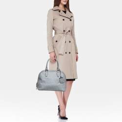 DKNY Grey Signature Coated Canvas and Leather Dome Satchel