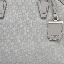 DKNY Grey Signature Coated Canvas and Leather Dome Satchel