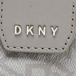 DKNY Grey Signature Coated Canvas and Leather Dome Satchel