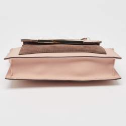 مملوكة مسبقًا DKNY Pink/Brown Leather and Suede Bryant Park Saffia Chain Bag