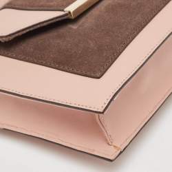 مملوكة مسبقًا DKNY Pink/Brown Leather and Suede Bryant Park Saffia Chain Bag