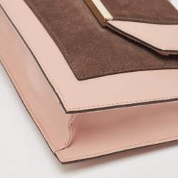 مملوكة مسبقًا DKNY Pink/Brown Leather and Suede Bryant Park Saffia Chain Bag