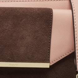 مملوكة مسبقًا DKNY Pink/Brown Leather and Suede Bryant Park Saffia Chain Bag